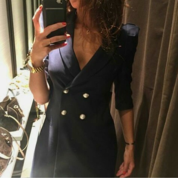 Zara | Blazer Dress with Pearl Buttons - Picture 11 of 16